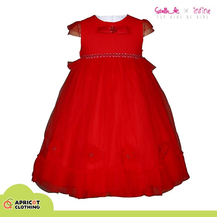 Estrella Infine Girl Party Dress Pesta Anak Red ETA 360 2-5Y