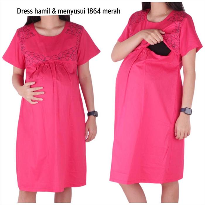 Gambar Baju Hamil Dress Hamil Menyusui 1864 - merah, allsize dari Nyonya hamil undefined Tokopedia