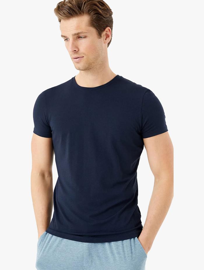 Gambar M&S - Kaos Dalam Pria - Premium Cotton T-Shirt Vest - Navy, S-XXL - Navy, INT S dari MARKS&SPENCER undefined Tokopedia
