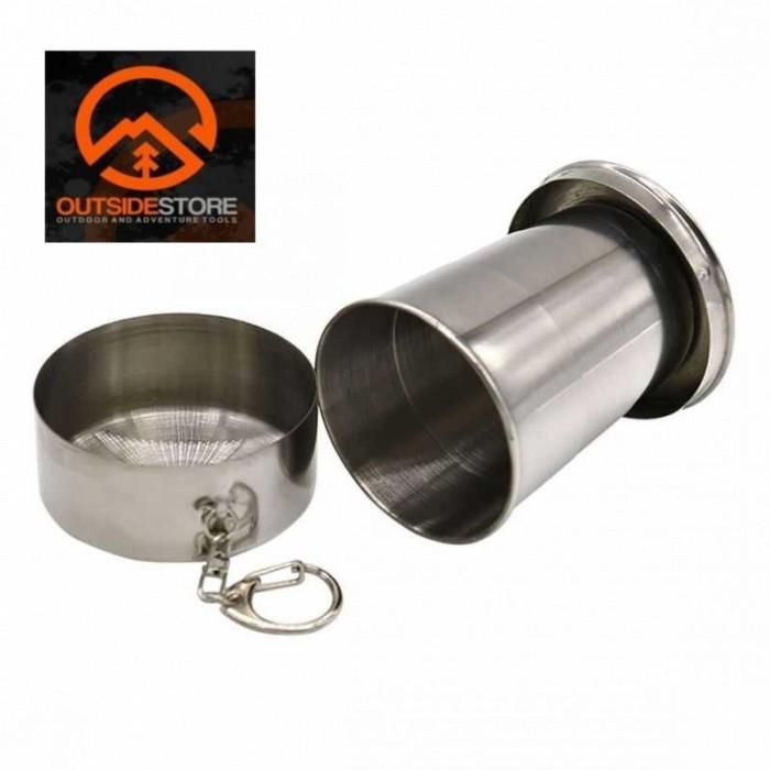 Gambar Gelas Lipat Layer 140ML Gantungan Kunci Camping Stainless Multifungsi dari Outdoor Jakarta undefined Tokopedia