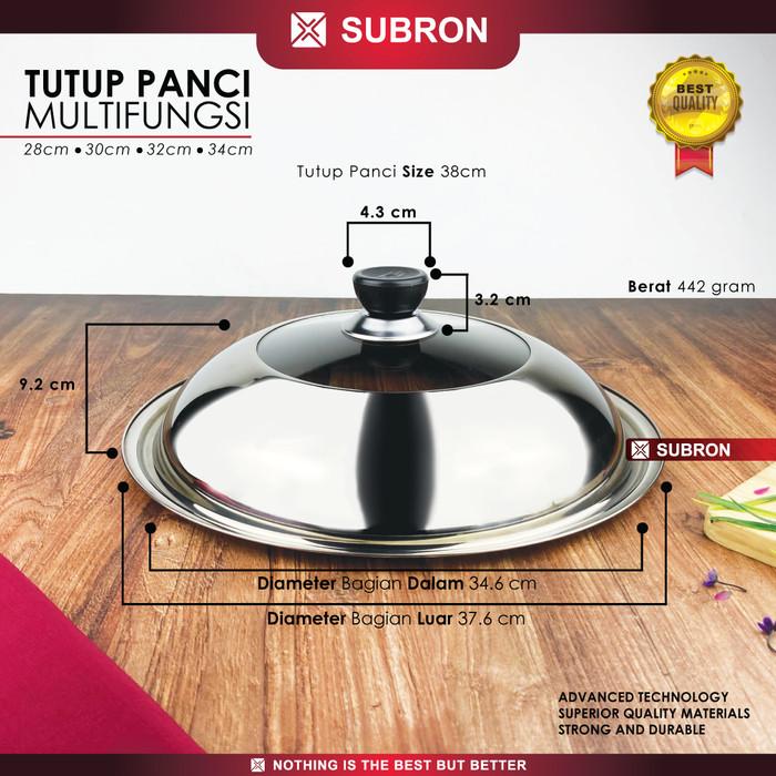 Gambar SUBRON Tutup Panci Stainless Kaca 38cm 40cm 42cm 44cm Wajan Kuali Wok - 38cm dari SUBRON KITCHENWARE undefined Tokopedia