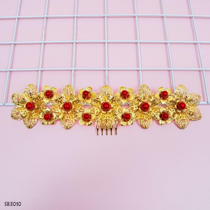 Gambar Aksesoris Sanggul Rambut Prewedding China l Sirkam Emas Lenka - SRE010 - Gold dari Lenka Wedding Shop Kota Surabaya Tokopedia