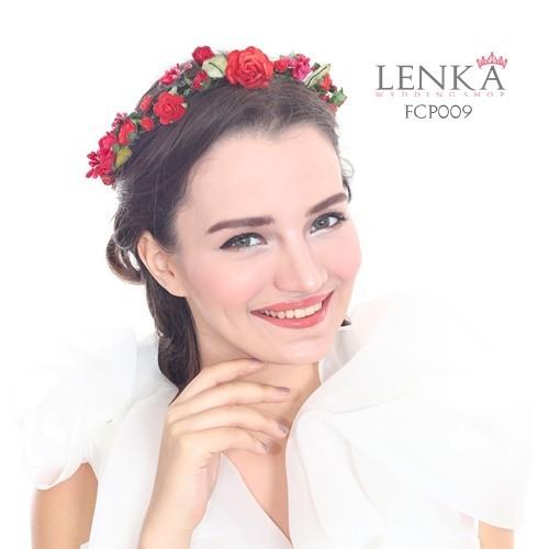 Gambar Flower Crown Pesta Peach Wanita l Mahkota Bunga Lenka - FCP005 - Merah dari Lenka Wedding Shop undefined Tokopedia
