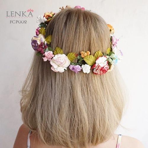 Gambar Flower Crown Pesta Peach Wanita l Mahkota Bunga Lenka - FCP005 - Rainbow dari Lenka Wedding Shop undefined Tokopedia