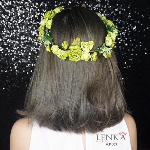 Gambar Flower Crown Pesta Peach Wanita l Mahkota Bunga Lenka - FCP005 - Hijau dari Lenka Wedding Shop undefined Tokopedia