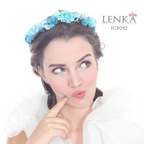 Gambar Flower Crown Pesta Peach Wanita l Mahkota Bunga Lenka - FCP005 - Biru dari Lenka Wedding Shop undefined Tokopedia