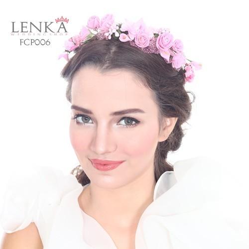Gambar Flower Crown Pesta Peach Wanita l Mahkota Bunga Lenka - FCP005 - Merah Muda dari Lenka Wedding Shop undefined Tokopedia