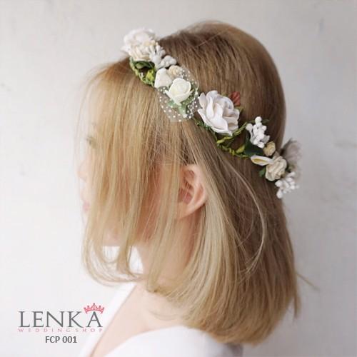 Gambar Flower Crown Pesta Peach Wanita l Mahkota Bunga Lenka - FCP005 - Putih dari Lenka Wedding Shop undefined Tokopedia