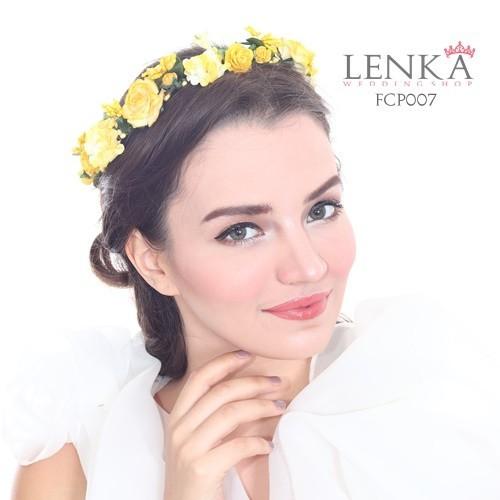 Gambar Flower Crown Pesta Peach Wanita l Mahkota Bunga Lenka - FCP005 - Kuning dari Lenka Wedding Shop undefined Tokopedia