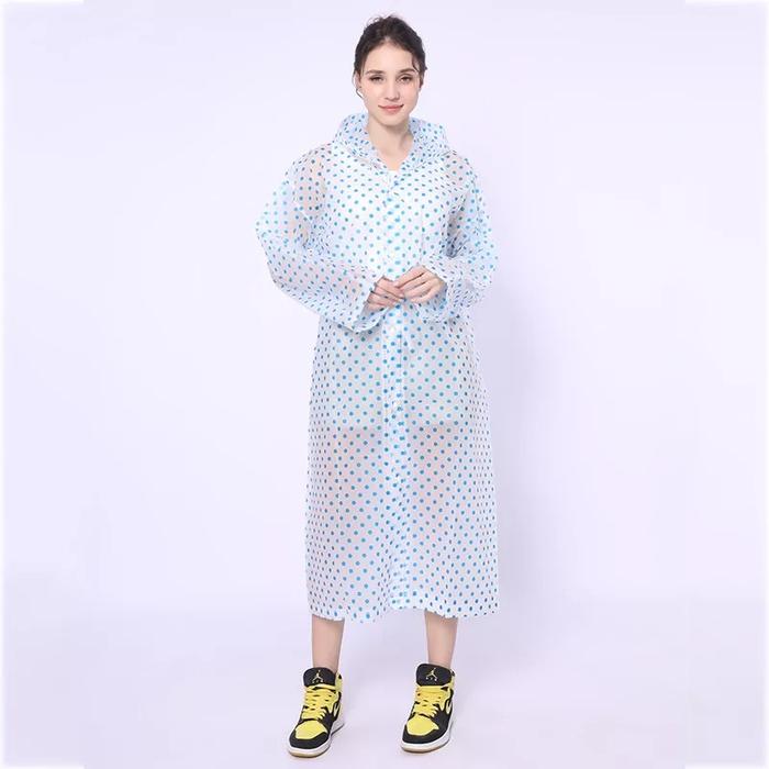 Gambar Jas Hujan Wanita Fashion Transparan Polkadot Stylist Travelling - Biru dari TRENDIO undefined Tokopedia