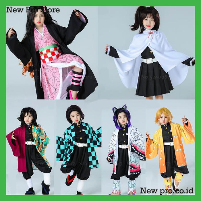 Kostum Cosplay Anime Jepang 24h Demon Slayer Kimetsu No Yaiba Tanjirou - Adult wig, kochou shinobu