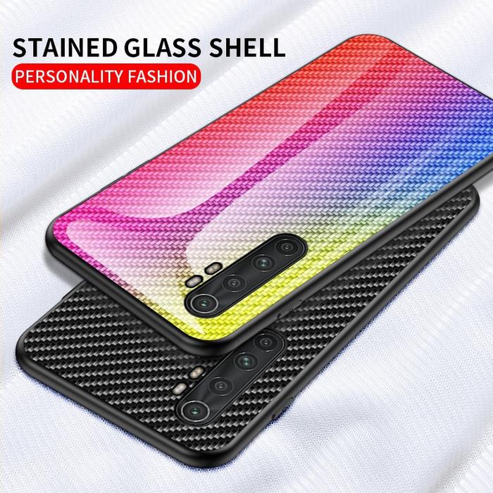 Jual For Mi Note 10 Lite Carbon Fiber Glass Backcover Case TPU