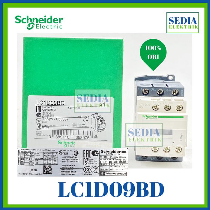Gambar KONTAKTOR SCHNEIDER LC1D09BD LC1-D09BD LC1 D09BD D09 BD dari Sedia Elektrik undefined Tokopedia