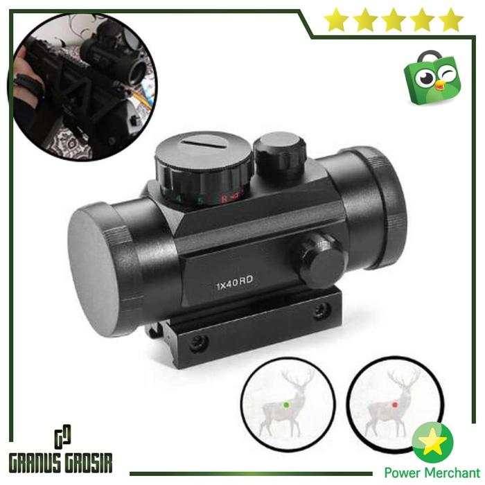 Gambar RIFLE Tactical Hunting Red Dot Laser Gun Optical Sight Mount - 1x40rd dari Granus Grosir undefined Tokopedia
