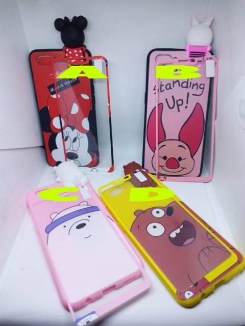 Jual Baru OPPO A3S CASE 360 KARAKTER FREE TEMPERED GLASS SOFT CASE