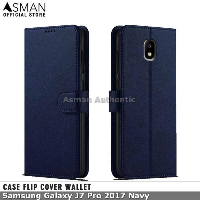 Case For Samsung Galaxy J7 Pro 2017 Leather Flip Cover Premium Edition Navy