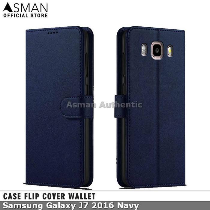 Case For Samsung J7 2016 Leather Flip Cover Premium Edition Navy