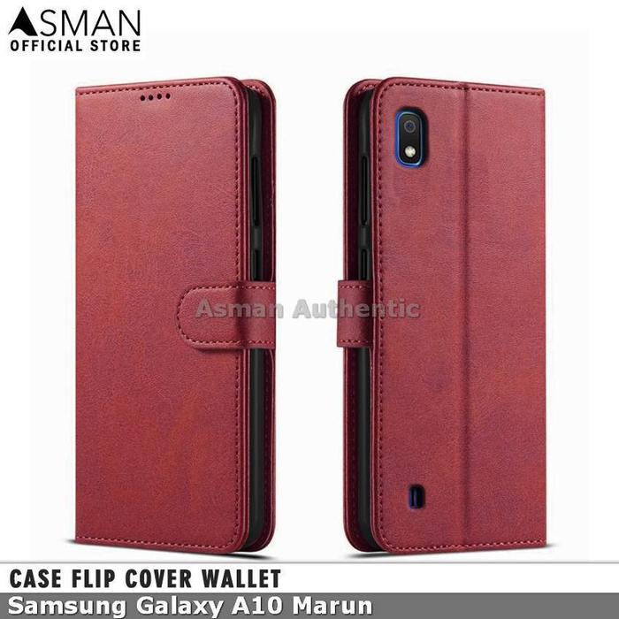 Gambar Case For Samsung Galaxy A10 Leather Flip Cover Premium Edition - Marun dari Asman Acc undefined Tokopedia