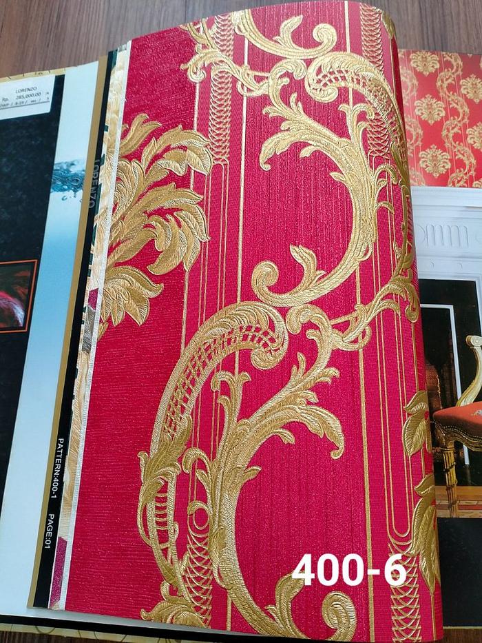 Gambar Wallpaper Dinding Klasik Salur Merah Gold Hitam Mewah - 400-6 dari Lion Wallpaper undefined Tokopedia
