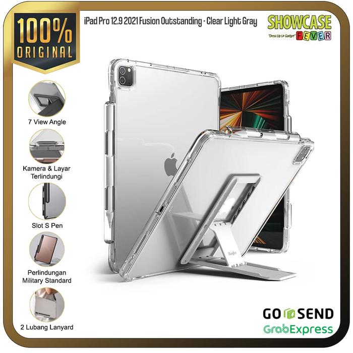 Gambar Casing Ringke Compatible For iPad Pro 12.9 2021 Fusion Softcase Anti Crack FREE STAND - Clear+LightGray dari ShowcaseFever undefined Tokopedia