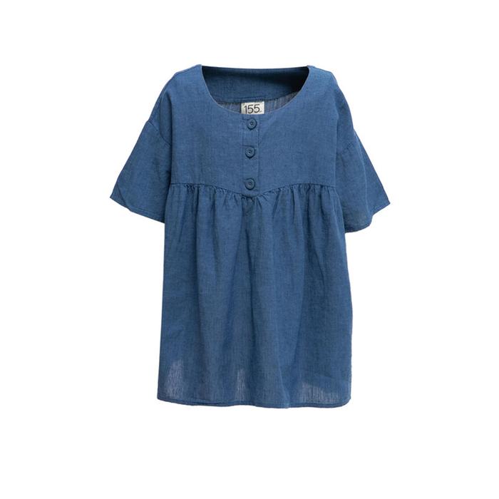 Gambar Giordano Girl's Linen Flare Shirt Anak Perempuan Mid Blue - Mid Blue, 6-7 tahun dari Giordano Indonesia undefined Tokopedia