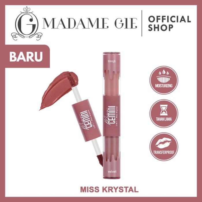 Gambar MADAME GIE Miss Gemini 2in1 Gloss & Velvet Make Up Lipstick Tahan Lama - Miss, 04 Francine dari @Beautyisyourss undefined Tokopedia