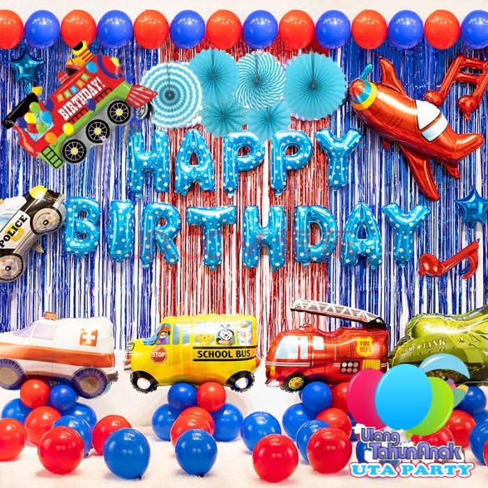 Gambar Jasa Dekorasi background Foil Balon Pesawat dan Mobil Ulang Tahun dari uta-party undefined Tokopedia