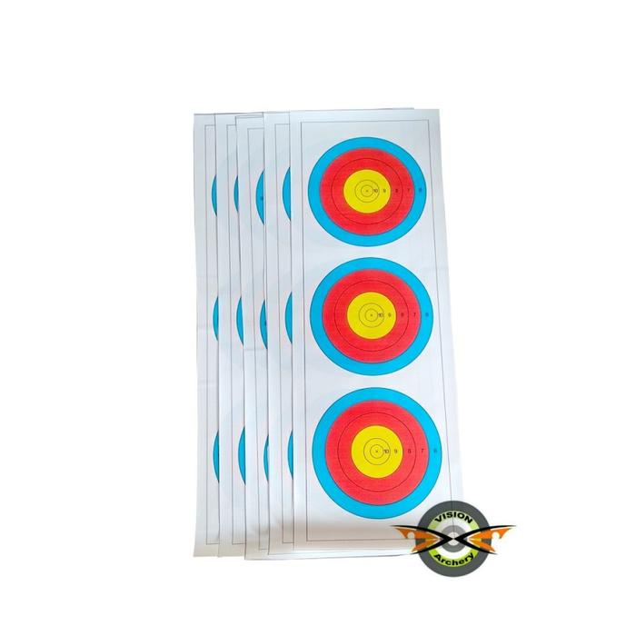 Jual TARGET FACE FITA INDOOR TRIPLE VERTICAL 40cm 5 RING TURNAMEN ...