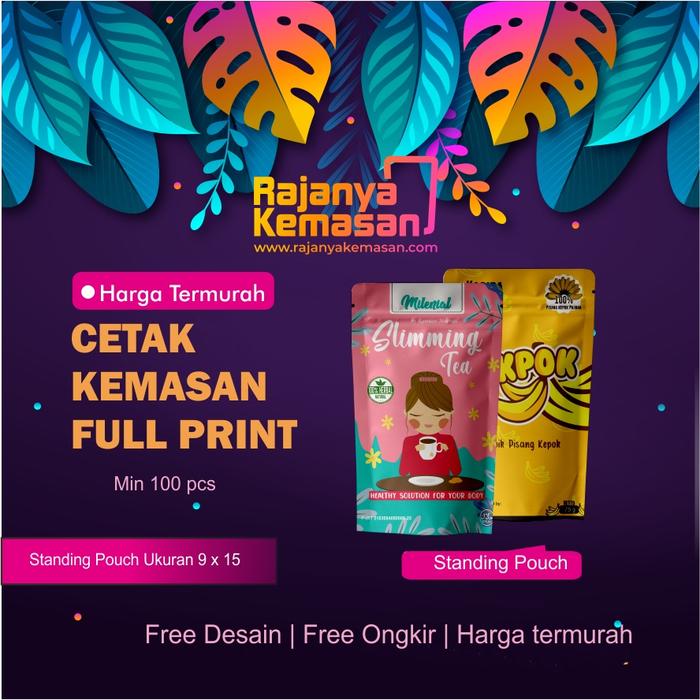 Jual Jual 9X15 100 PCS CETAK KEMASAN STANDING POUCH FULL PRINT
