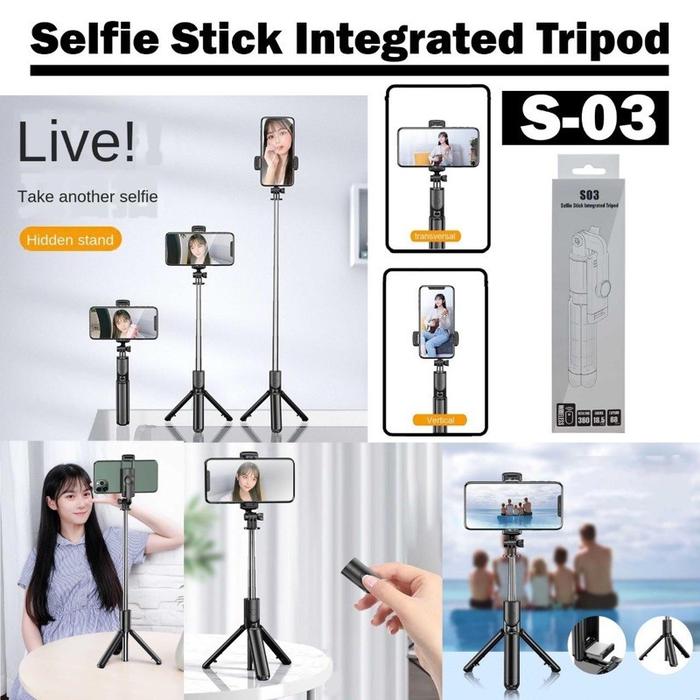 Gambar 1Sec tongsis S-03 3in1 remote selfie stick tripod 360 tongsis tripod t dari Onesec_Part undefined Tokopedia
