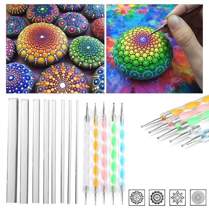 Jual (New) 13Pcs Mandala Dotting Tools Set Rock Painting Kit Nail