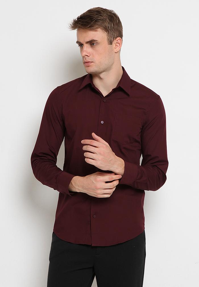 The Executive Pointed Pocket Long Sleeve Shirt 1-LSIBSC520O058 Maroon  Maroon, 15