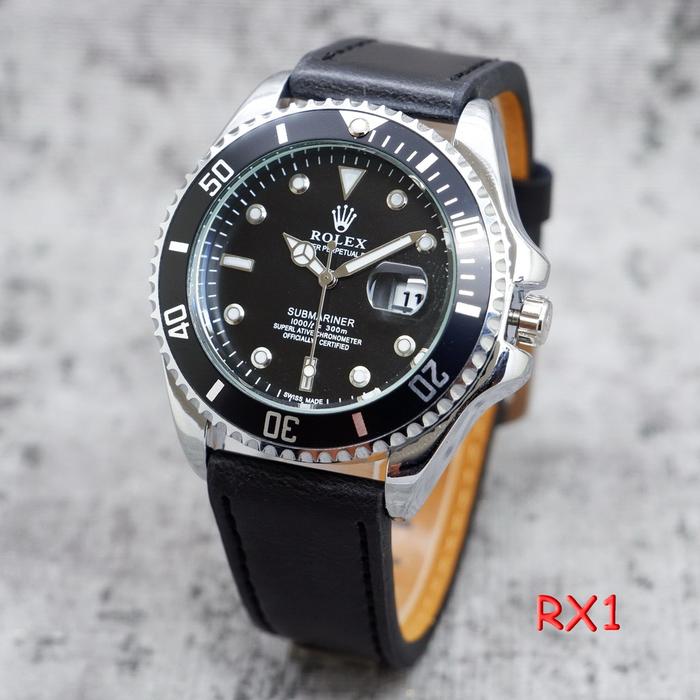 Gambar Jam Tangan Pria Kulit Rolex Quartz Free Box Water Resist Tanggal Aktif - RX1 dari Gaptex Project undefined Tokopedia