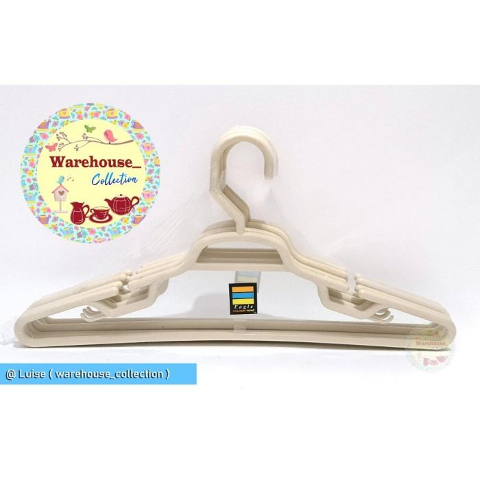 Gambar HANGER BAJU GANTUNGAN BAJU PLASTIK WARNA PASTEL TEBAL EAGLE GB-11 - CREAM dari Rumah Kita123 undefined Tokopedia