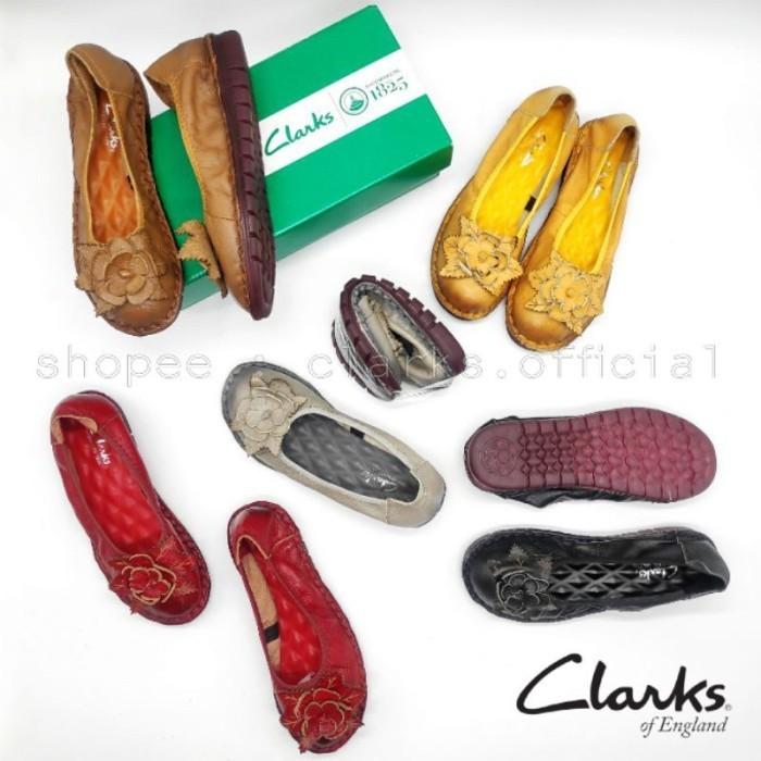 Jual CLARKS Viana Sepatu Flat Kulit Wanita Size 36-41 Black, 41
