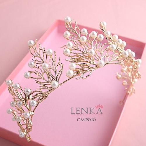 Gambar [PRODUK TERBATAS] MAHKOTA BRIDAL TIARA FASHION WANITA ASESORIS SILVER CMP009 - Gold dari Lenka Wedding Shop undefined Tokopedia