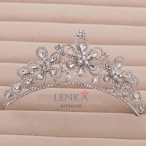 Gambar Mahkota Tiara Rambut Pesta Bridal Wanita l Lenka - MPM008 - Putih Silver dari Lenka Wedding Shop Kota Surabaya Tokopedia