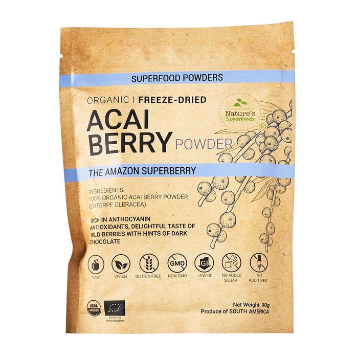 Nature's Superfoods Organic Acai Berry Powder freeze-dried 90g di Top 8000  Tokopedia