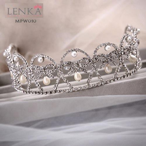 Gambar Aksesoris Mahkota Crown Mutiara Pesta Wedding l Lenka - MPW010 - Putih SIlver dari Lenka Wedding Shop Kota Surabaya Tokopedia