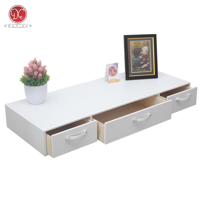 Gambar Dections Meja Laci Minimalis Gantung 80x30cm Meja Rias Tempel 3 Laci - Putih, 80x20cm dari DEcTionS Living undefined Tokopedia