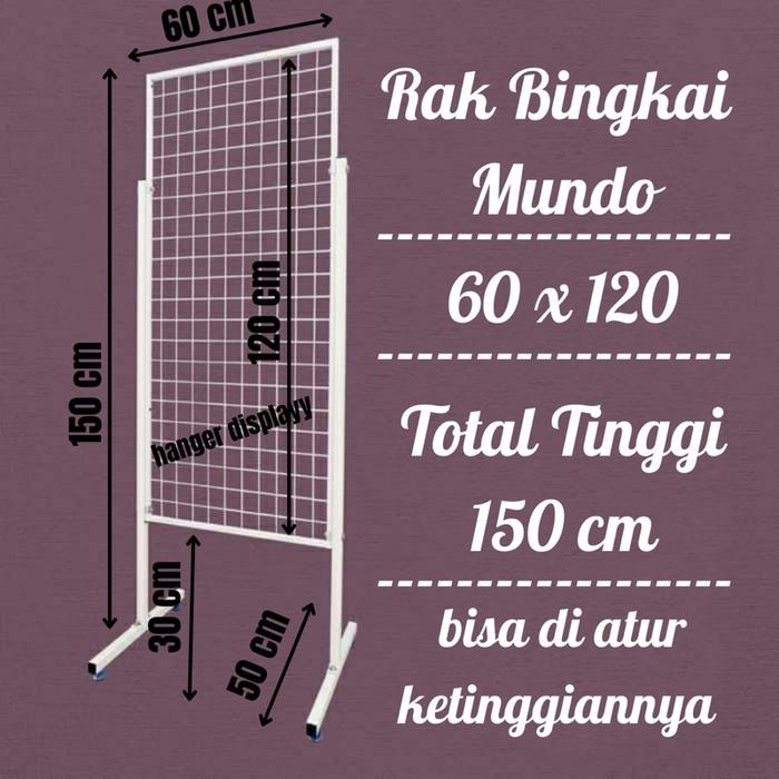 Gambar Rak Mundo 60x120 CM Standing Rak Ram Wire Mesh Pajangan Aksesoris - Putih dari displayhanger undefined Tokopedia