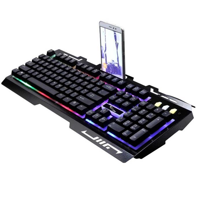 Gambar Keyboard Gaming LED RGB dengan Smartphone Holder Leopard G700 - Hitam dari Afika Smarthome undefined Tokopedia