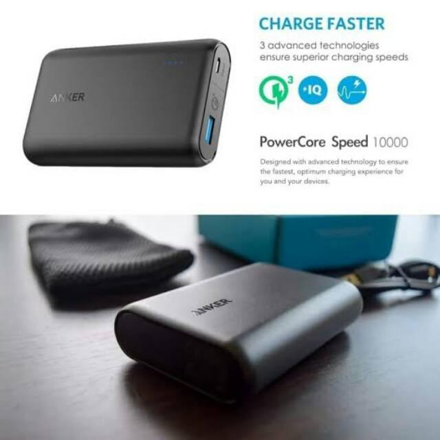 Jual PowerBank Anker PowerCore Speed 10000 Quick Charge Black