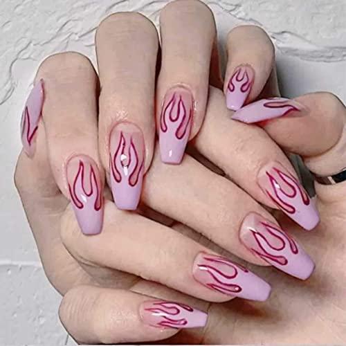 pink fake nails