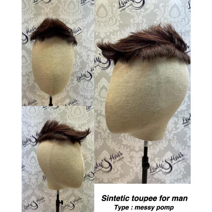 Jual toupee pria tambahan botak poni untuk pria rambut asli