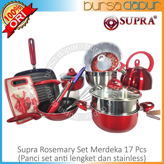 Gambar Supra Rosemary Non Stick Cookware Set Merdeka 17Pcs Panci Anti Lengket - Red Emerald dari Bursa Dapur Grosir undefined Tokopedia