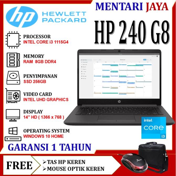 Laptop Murah Baru Hp 240 G8 I3 1115g4 Gen11 8gb 256gb Ssd 14hd Win10