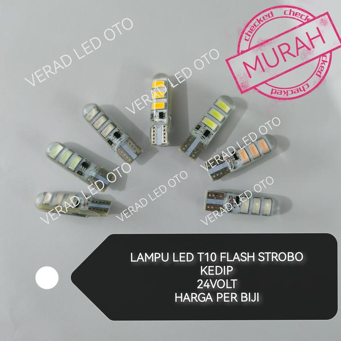 Gambar LED T10 24VOLT 6 MATA SMD KEDIP FLASH STROBO 24 VOLT TRUK TRONTON BUS - PUTIH dari Verad LED undefined Tokopedia