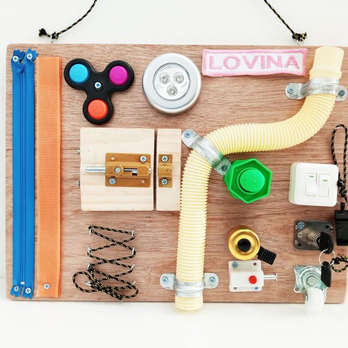 Gambar Busy Board Mainan Edukasi Montessori Sensory Motorik Anak Bayi 1 2 3 - Natural dari Mama Pintar Shop_NEW undefined Tokopedia