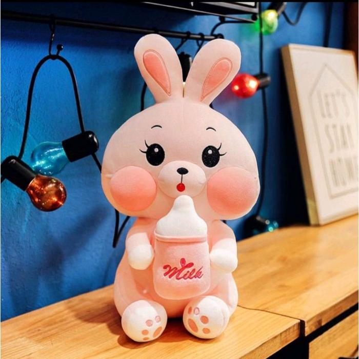 Gambar Boneka Kelinci Rabbit Pink Milk Bottle Ukuran -/+45cm BahanPlushImport dari Simko Toys undefined Tokopedia